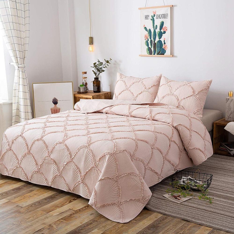 ruffle quilt embroidered bedspread