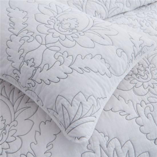 3 piece embroidered quilt coverlet set